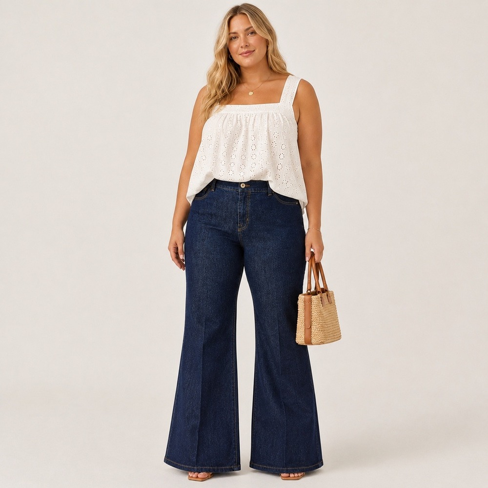 SPANX EveryWear Pull On Flare Jeans Dark Wash Sz XL